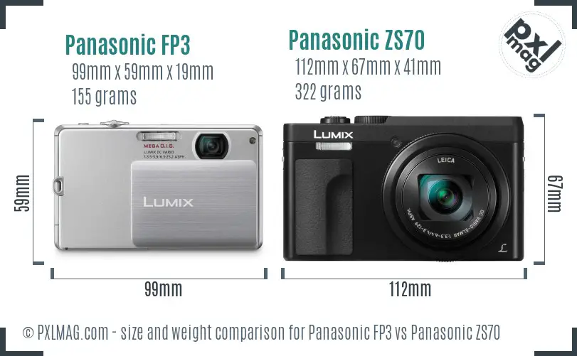 Panasonic FP3 vs Panasonic ZS70 size comparison