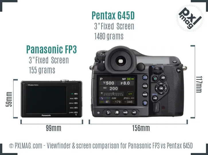 Panasonic FP3 vs Pentax 645D Screen and Viewfinder comparison