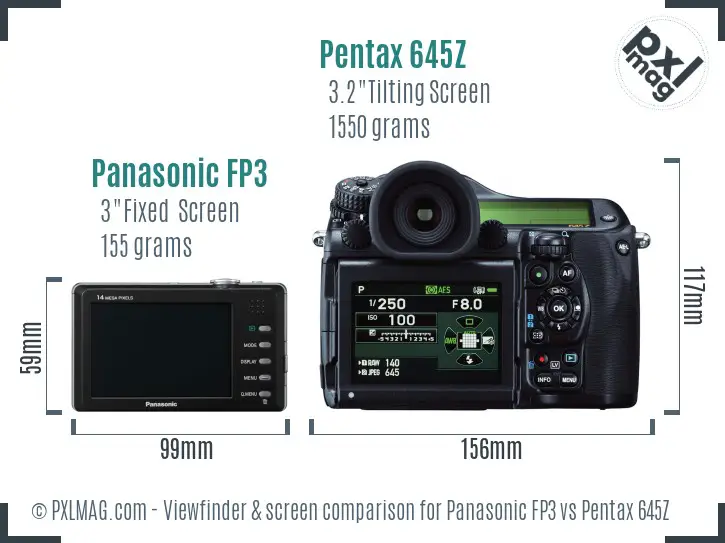 Panasonic FP3 vs Pentax 645Z Screen and Viewfinder comparison