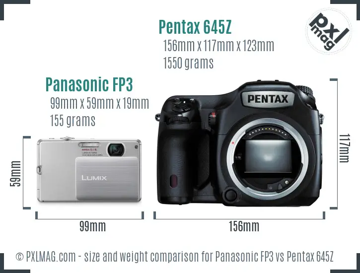 Panasonic FP3 vs Pentax 645Z size comparison