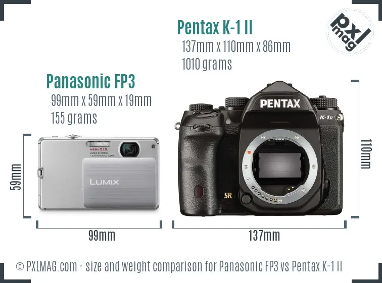 Panasonic FP3 vs Pentax K-1 II size comparison