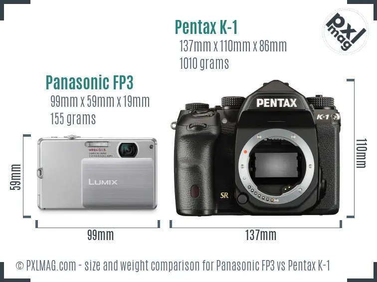 Panasonic FP3 vs Pentax K-1 size comparison