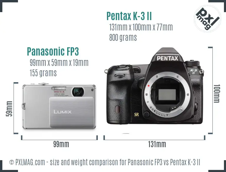 Panasonic FP3 vs Pentax K-3 II size comparison