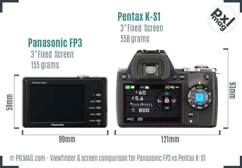 Panasonic FP3 vs Pentax K-S1 Screen and Viewfinder comparison