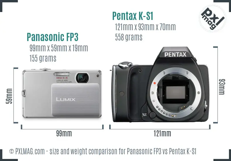 Panasonic FP3 vs Pentax K-S1 size comparison