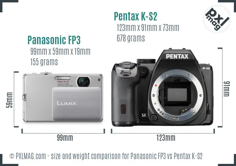 Panasonic FP3 vs Pentax K-S2 size comparison