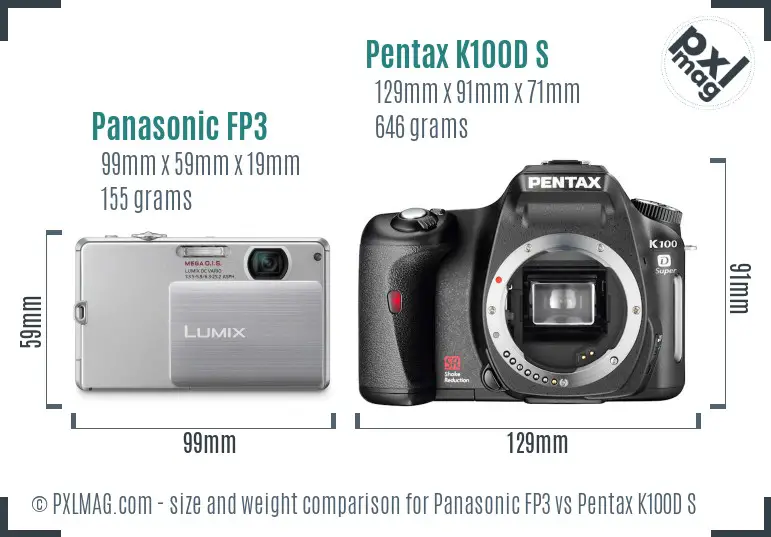 Panasonic FP3 vs Pentax K100D S size comparison