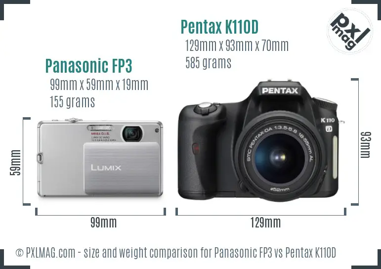 Panasonic FP3 vs Pentax K110D size comparison