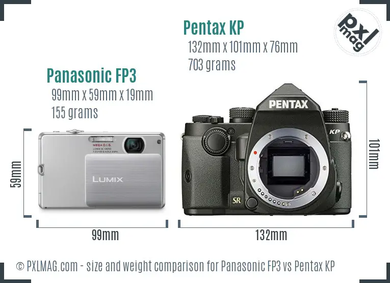 Panasonic FP3 vs Pentax KP size comparison