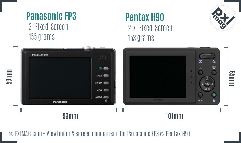 Panasonic FP3 vs Pentax H90 Screen and Viewfinder comparison