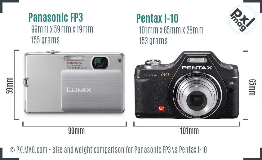 Panasonic FP3 vs Pentax I-10 size comparison