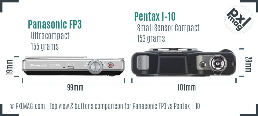 Panasonic FP3 vs Pentax I-10 top view buttons comparison