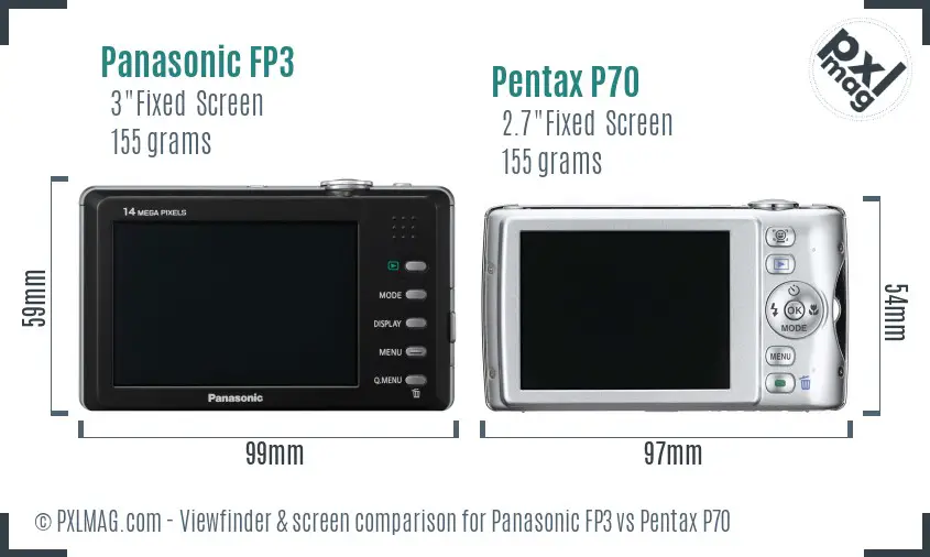 Panasonic FP3 vs Pentax P70 Screen and Viewfinder comparison