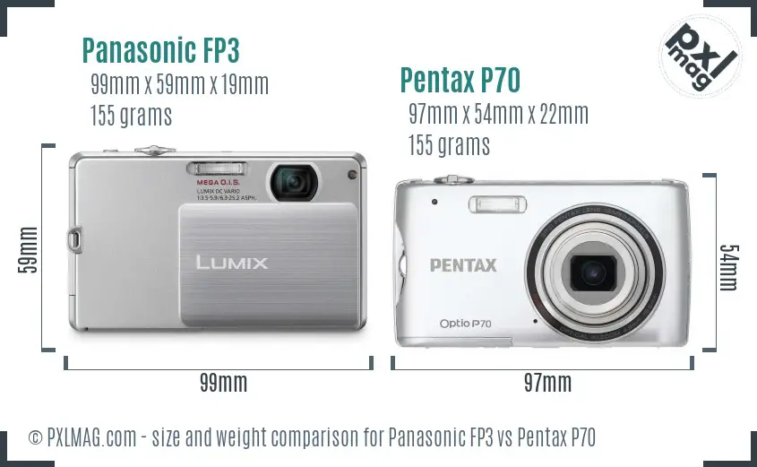 Panasonic FP3 vs Pentax P70 size comparison