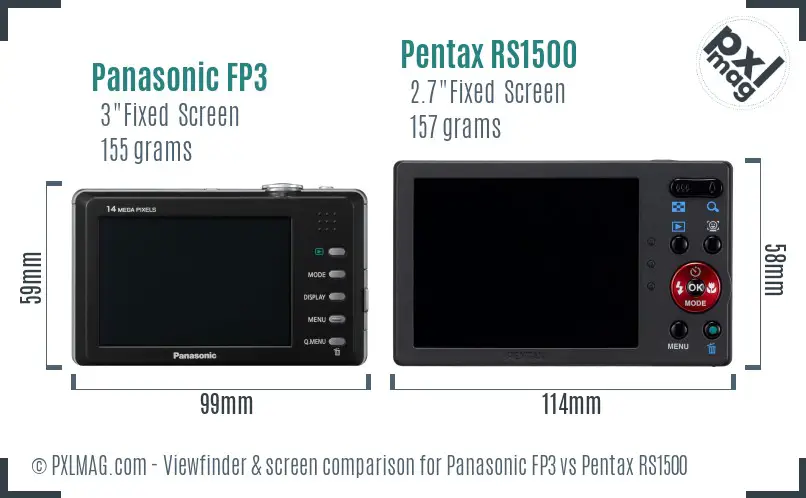 Panasonic FP3 vs Pentax RS1500 Screen and Viewfinder comparison