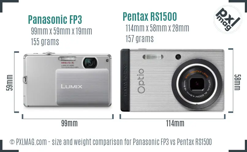 Panasonic FP3 vs Pentax RS1500 size comparison