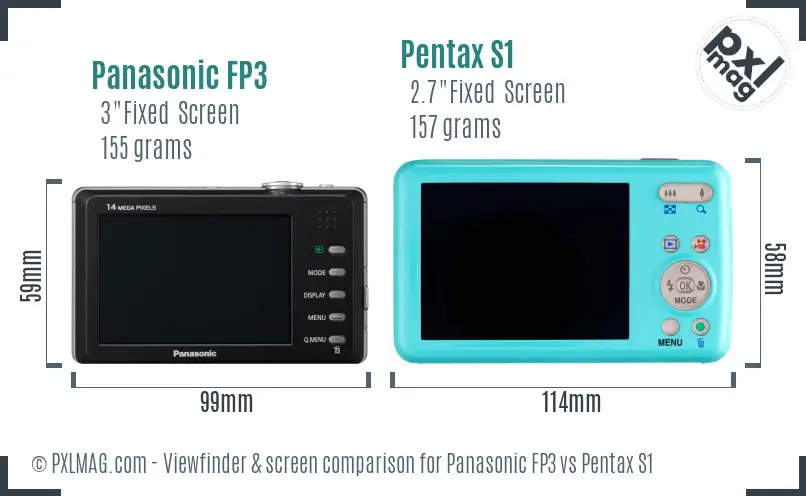 Panasonic FP3 vs Pentax S1 Screen and Viewfinder comparison