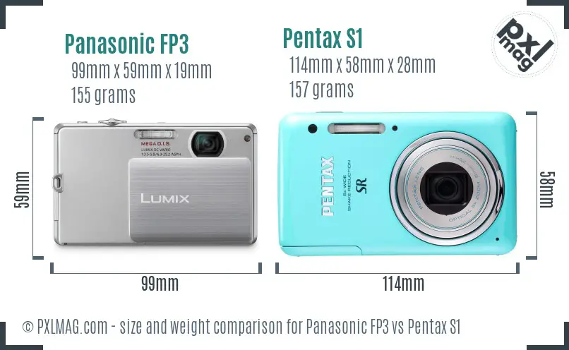 Panasonic FP3 vs Pentax S1 size comparison