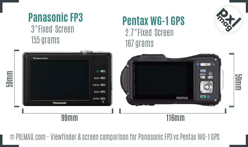 Panasonic FP3 vs Pentax WG-1 GPS Screen and Viewfinder comparison