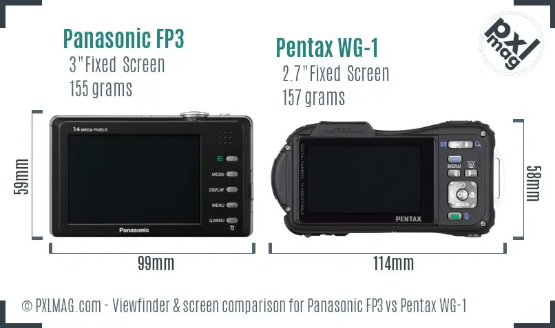 Panasonic FP3 vs Pentax WG-1 Screen and Viewfinder comparison