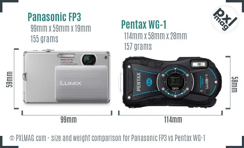 Panasonic FP3 vs Pentax WG-1 size comparison