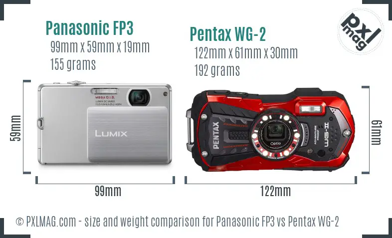 Panasonic FP3 vs Pentax WG-2 size comparison