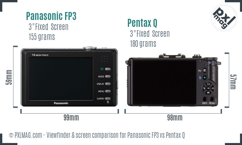 Panasonic FP3 vs Pentax Q Screen and Viewfinder comparison