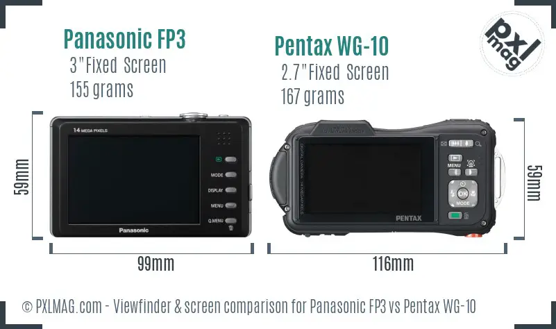 Panasonic FP3 vs Pentax WG-10 Screen and Viewfinder comparison Panasonic FP3 vs Pentax WG-10 Screen and Viewfinder comparison