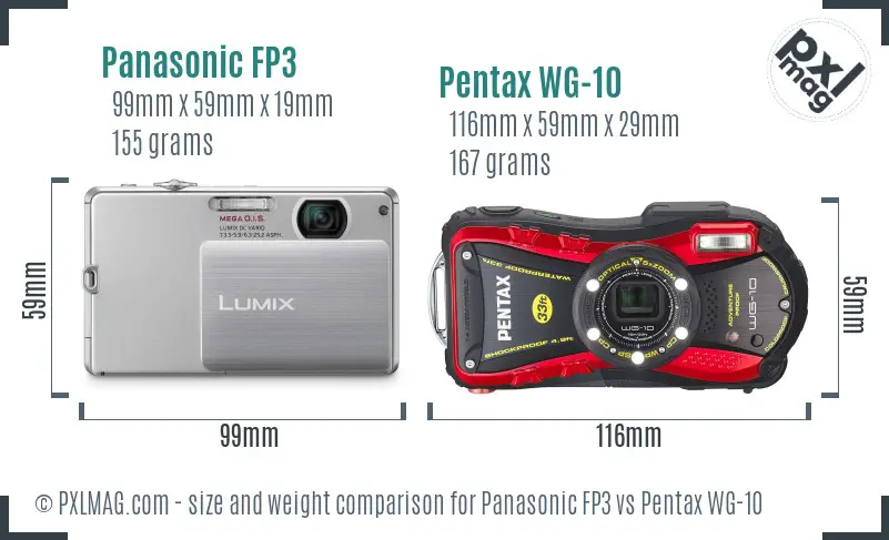 Panasonic FP3 vs Pentax WG-10 size comparison Panasonic FP3 vs Pentax WG-10 size comparison