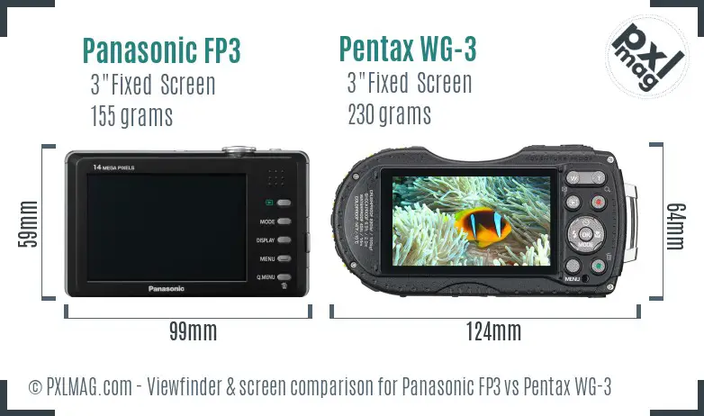 Panasonic FP3 vs Pentax WG-3 Screen and Viewfinder comparison