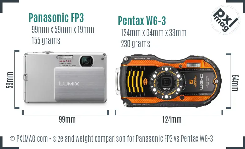 Panasonic FP3 vs Pentax WG-3 size comparison