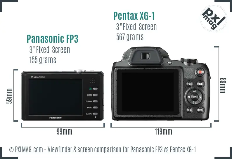 Panasonic FP3 vs Pentax XG-1 Screen and Viewfinder comparison