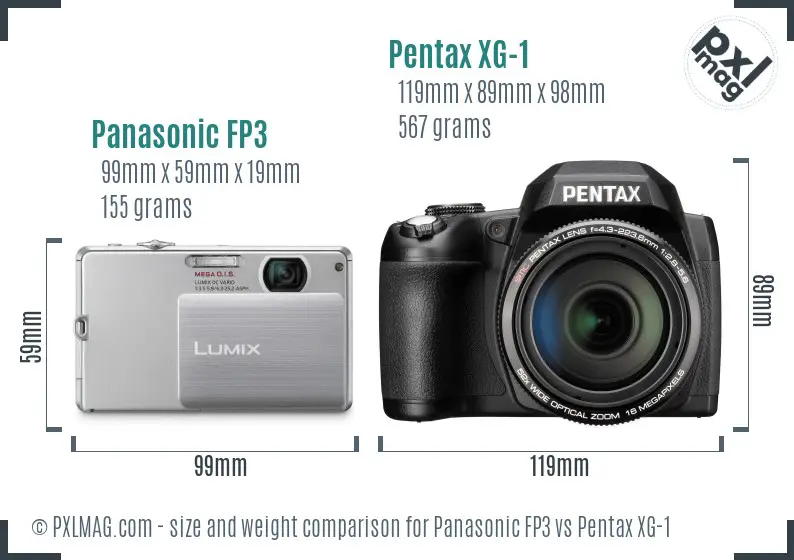 Panasonic FP3 vs Pentax XG-1 size comparison