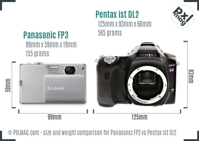 Panasonic FP3 vs Pentax ist DL2 size comparison