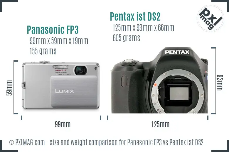 Panasonic FP3 vs Pentax ist DS2 size comparison