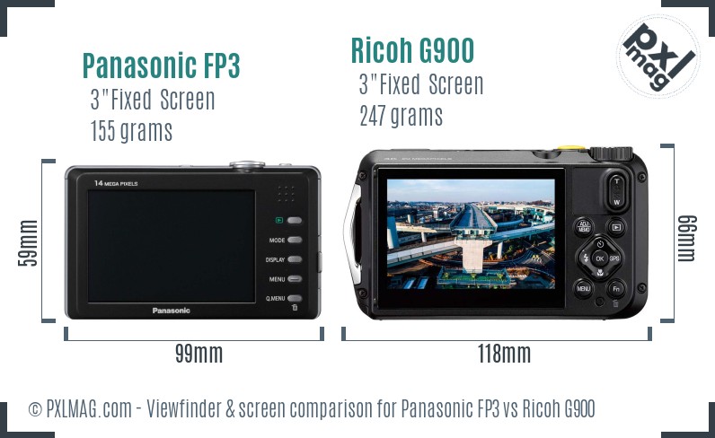 Panasonic FP3 vs Ricoh G900 Screen and Viewfinder comparison