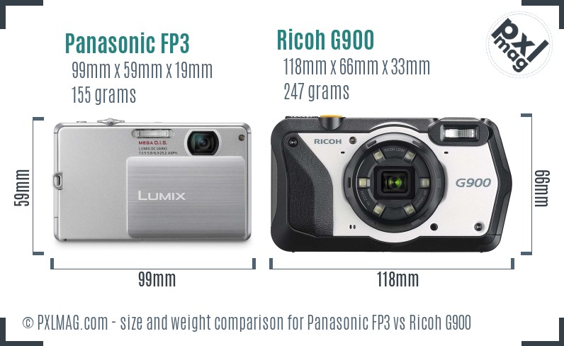 Panasonic FP3 vs Ricoh G900 size comparison