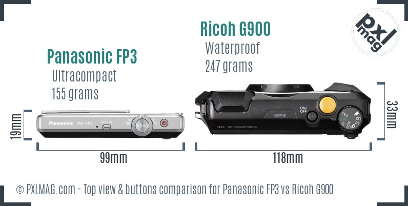 Panasonic FP3 vs Ricoh G900 top view buttons comparison