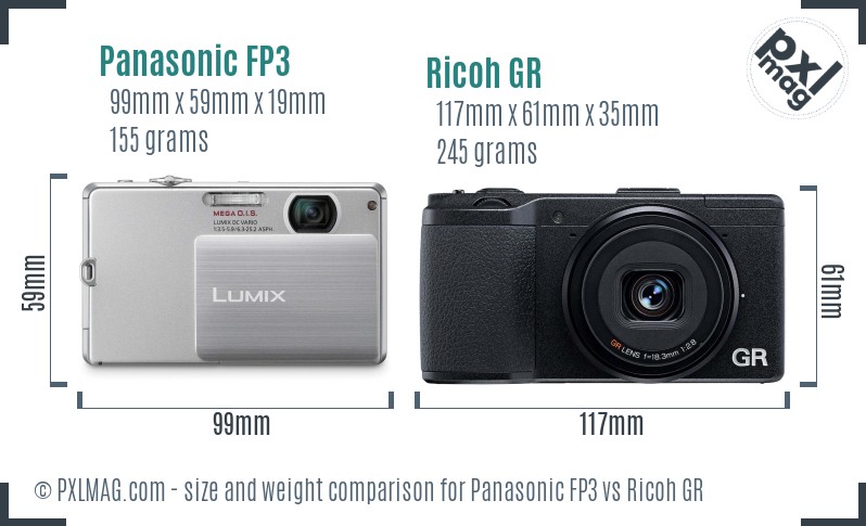 Panasonic FP3 vs Ricoh GR size comparison