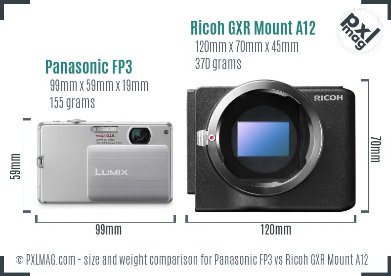 Panasonic FP3 vs Ricoh GXR Mount A12 size comparison Panasonic FP3 vs Ricoh GXR Mount A12 size comparison