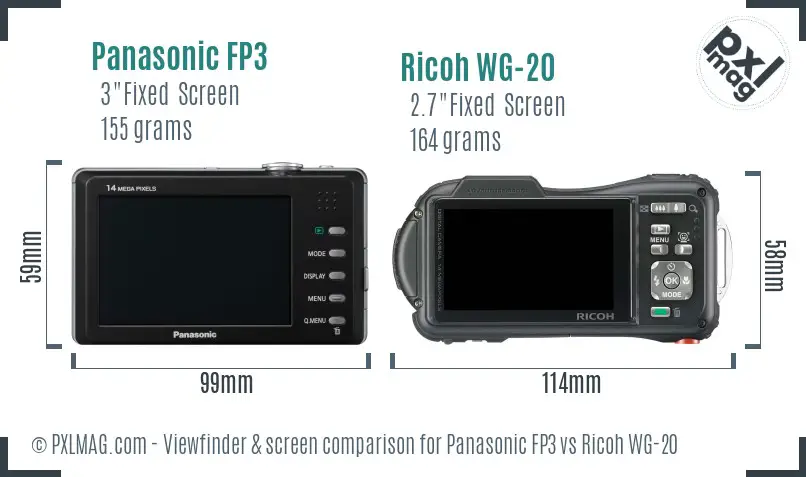 Panasonic FP3 vs Ricoh WG-20 Screen and Viewfinder comparison