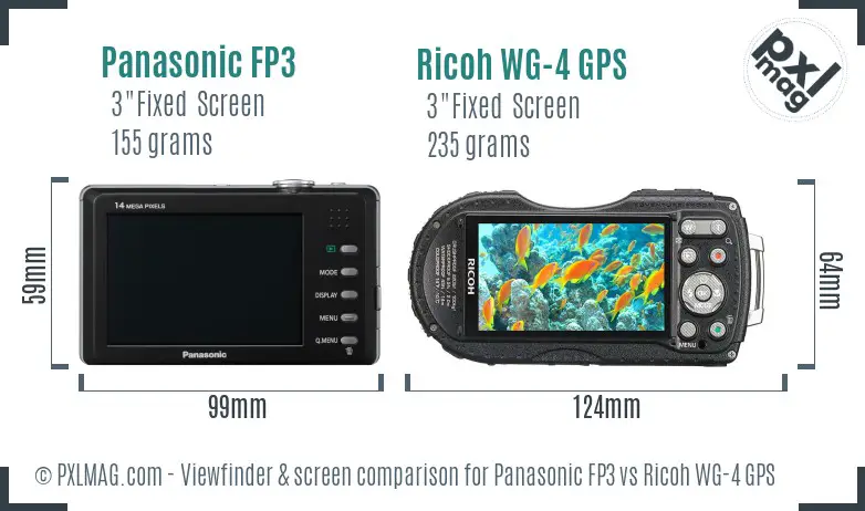 Panasonic FP3 vs Ricoh WG-4 GPS Screen and Viewfinder comparison