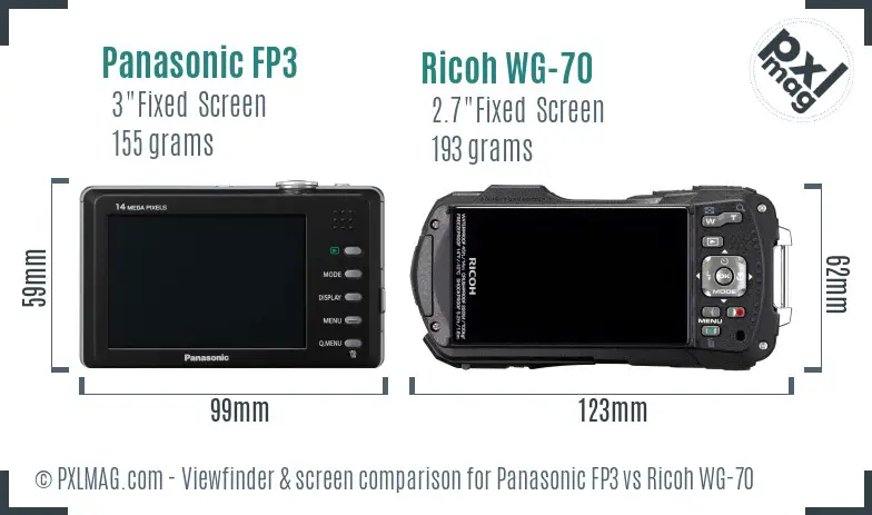 Panasonic FP3 vs Ricoh WG-70 Screen and Viewfinder comparison