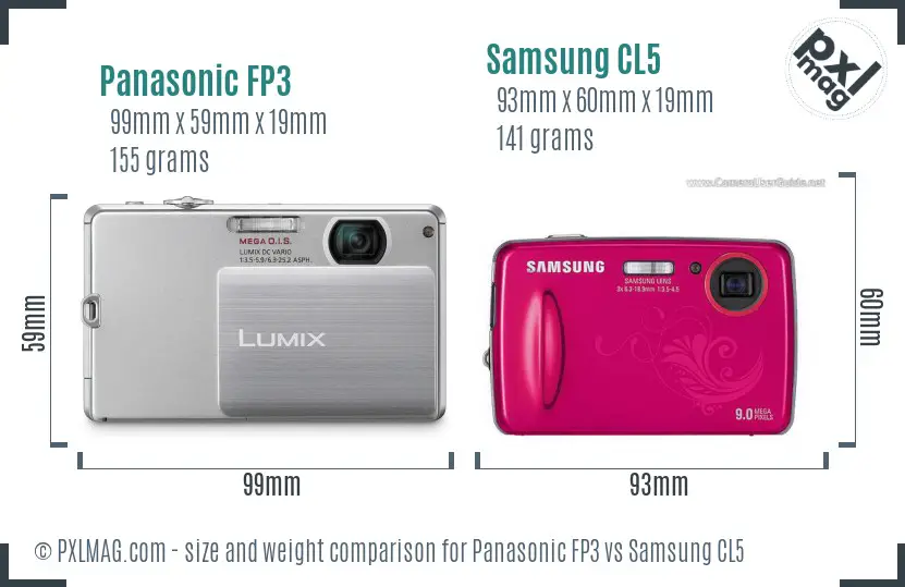Panasonic FP3 vs Samsung CL5 size comparison