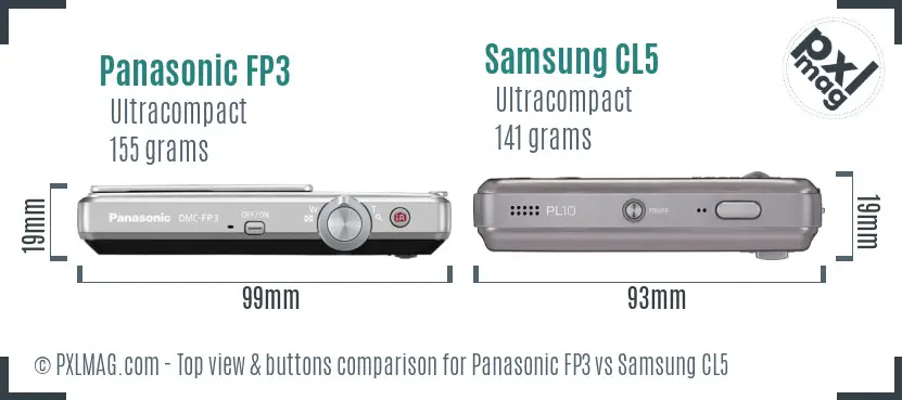 Panasonic FP3 vs Samsung CL5 top view buttons comparison