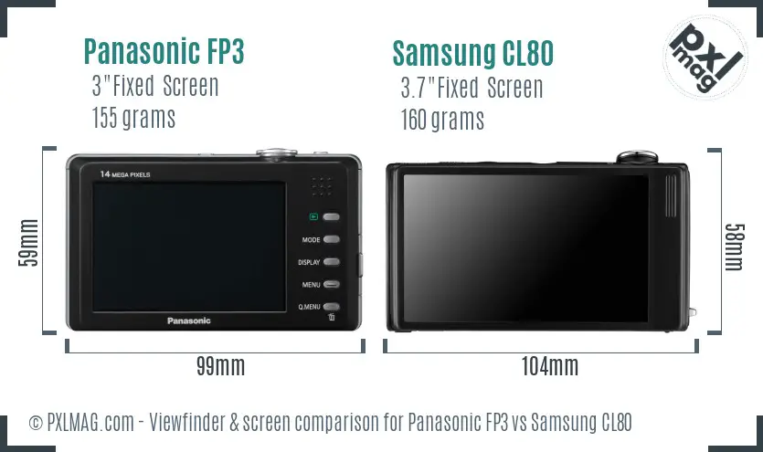 Panasonic FP3 vs Samsung CL80 Screen and Viewfinder comparison