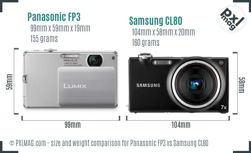 Panasonic FP3 vs Samsung CL80 size comparison