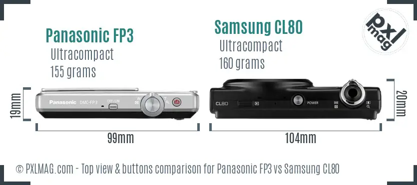 Panasonic FP3 vs Samsung CL80 top view buttons comparison