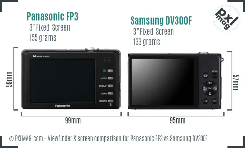 Panasonic FP3 vs Samsung DV300F Screen and Viewfinder comparison Panasonic FP3 vs Samsung DV300F Screen and Viewfinder comparison