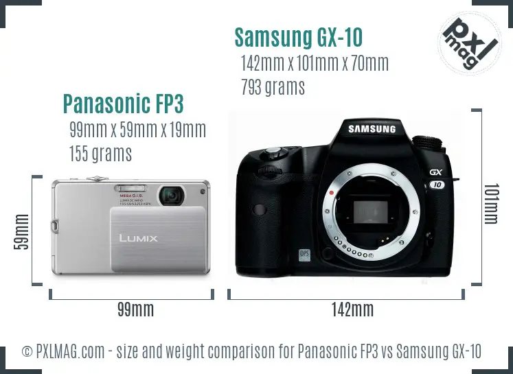Panasonic FP3 vs Samsung GX-10 size comparison